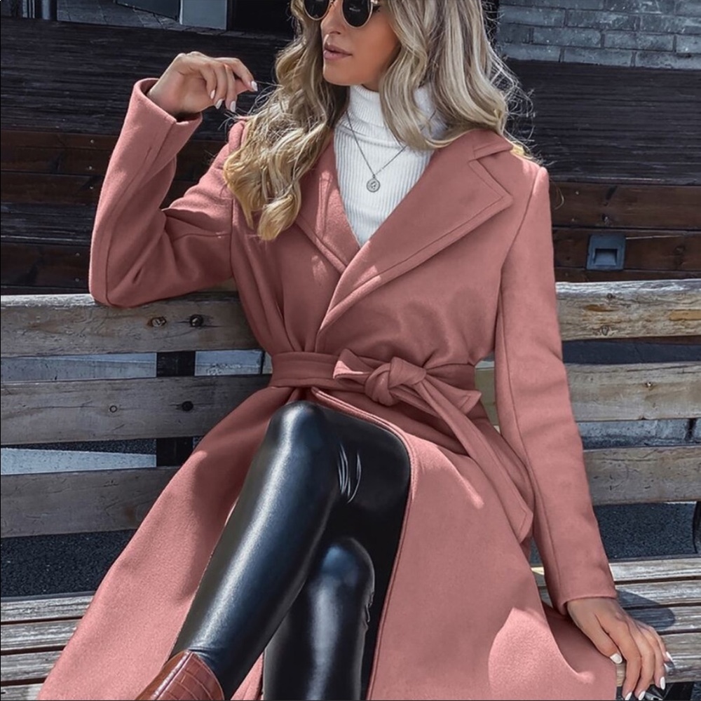 Trench coat pea coat jacket charcoal gray grey - Picture 13 of 16